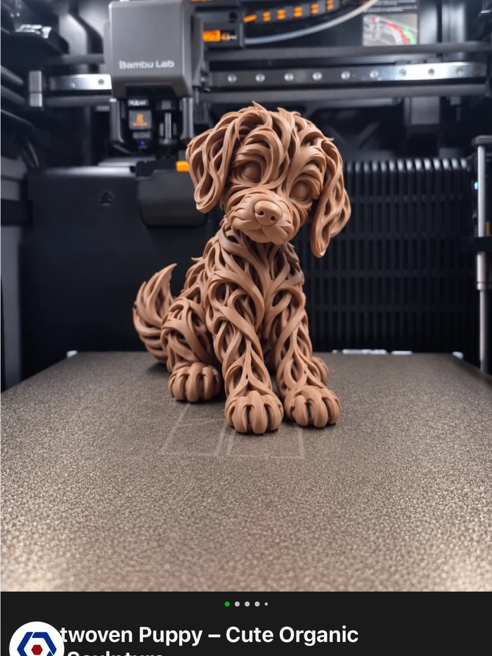 Brown Organic-Style Puppy Dog Figurine - Unbranded 3d printed